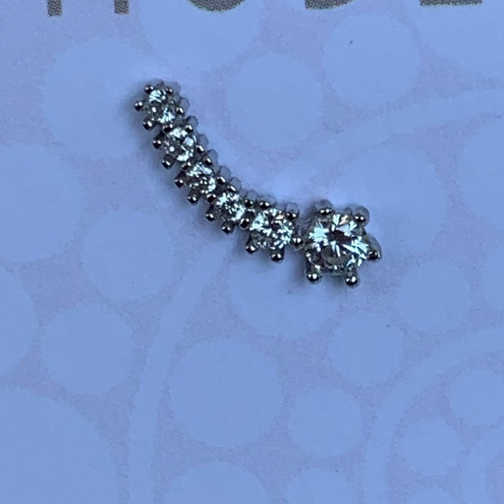 Silver Crystal Climber Huggie Stud Earrings - Picture 4 of 5